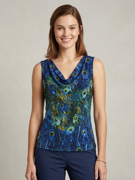 INC International Concepts Tops - INC International Peacock Feather Print Sleeveless Top